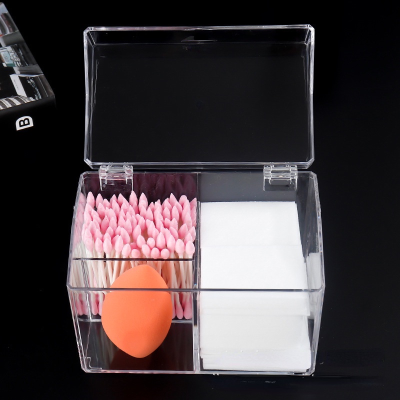 Hộp Đựng Tăm Bông / Bông Ngoáy Tai Bằng Acrylic Trong Suốt Chống Bụi Bẩn Tiện Dụng