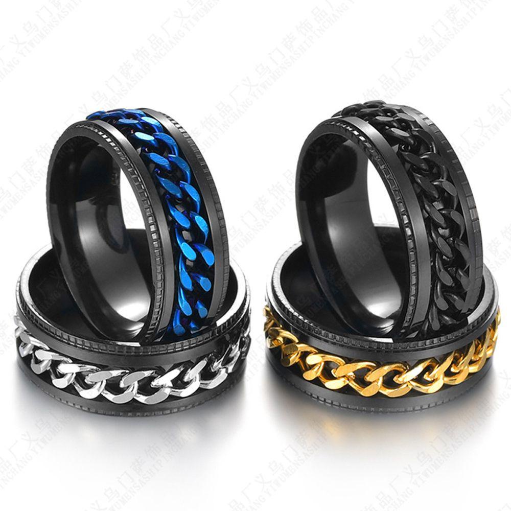 Nhẫn Xoay Bằng Thép Không Gỉ Thiết Kế Đơn Giản Cho Thanh Thiếu Niên
