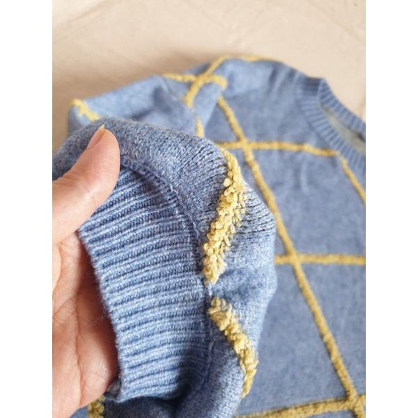 2hand- Áo len xanh tay phồng