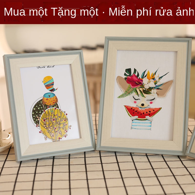 OKhung ảnh tùy chỉnh đơn giản được thiết lập trên tường 5 6 7 8 inch A5 gia đình chân dung vuông tốt nghiệp rửa miễn phí