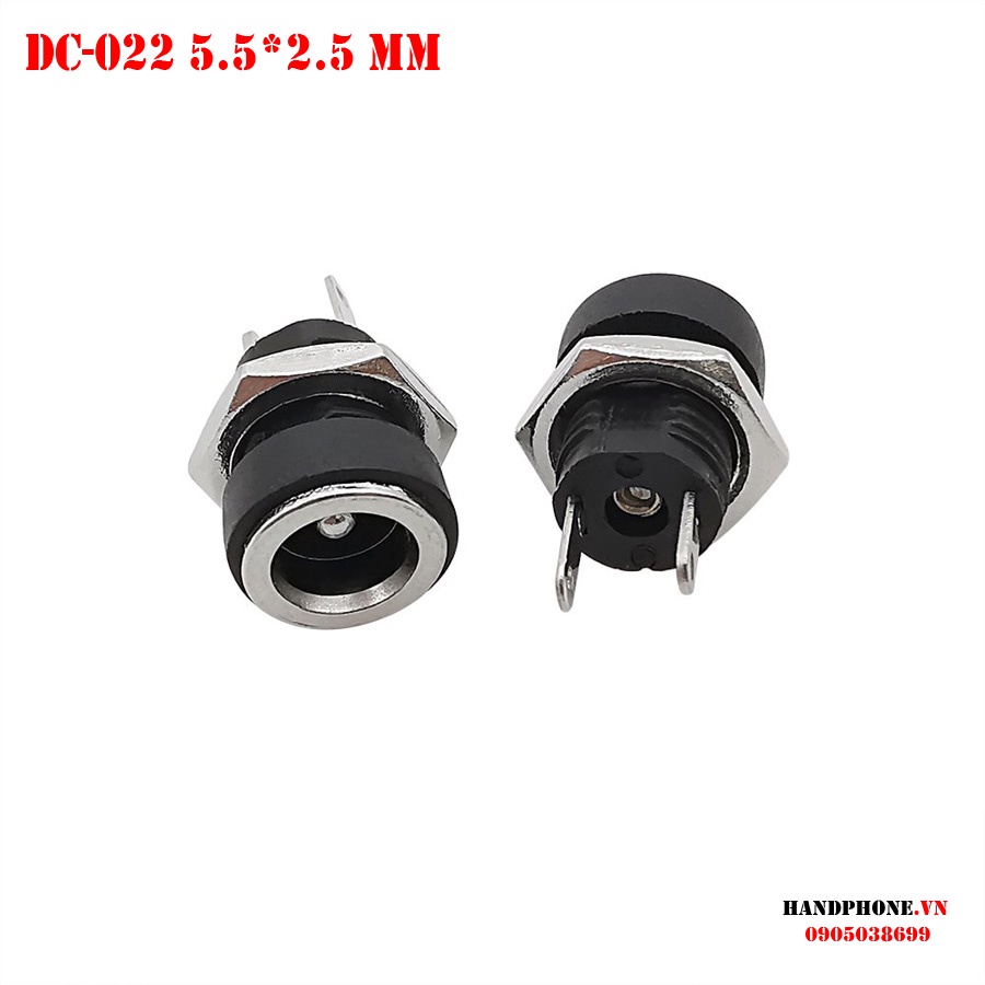 Jack nguồn DC Cái DC DC-022 5.5 x 2.1mm, 5.5 x 2.5 mm ren ốc vặn cố định