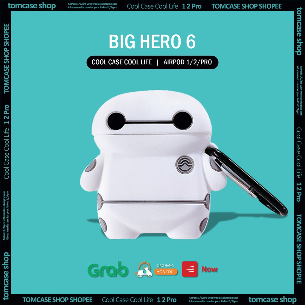 Case airpod 2/3/1/pro, hình biệt đội BIG HERO 6, vỏ bảo vệ hôp đựng tai nghe bluetooth Airpods 2/pro - TOM CASE