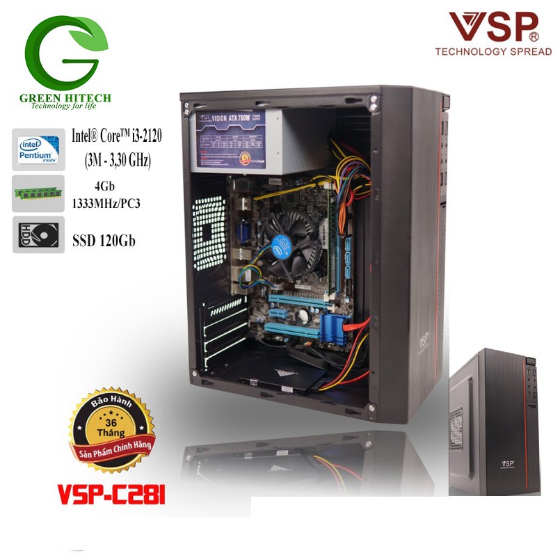 Thùng máy tính VSP C28i/C28i2 Chính Hãng giá rẻ - Cấu hình văn phòng - Học Online-BẢO HÀNG 36 THÁNG