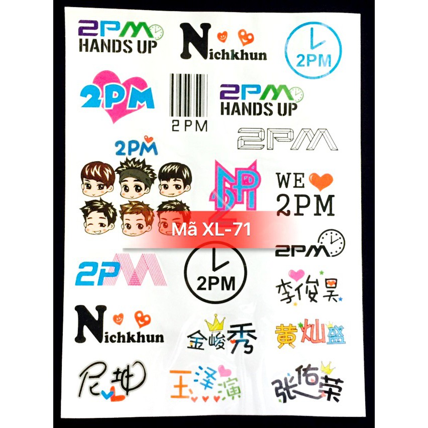 Hình dán Shinee, T-Ara, 2Ne1, Super Junior, 2PM, Justine Bieber, TF-Boys