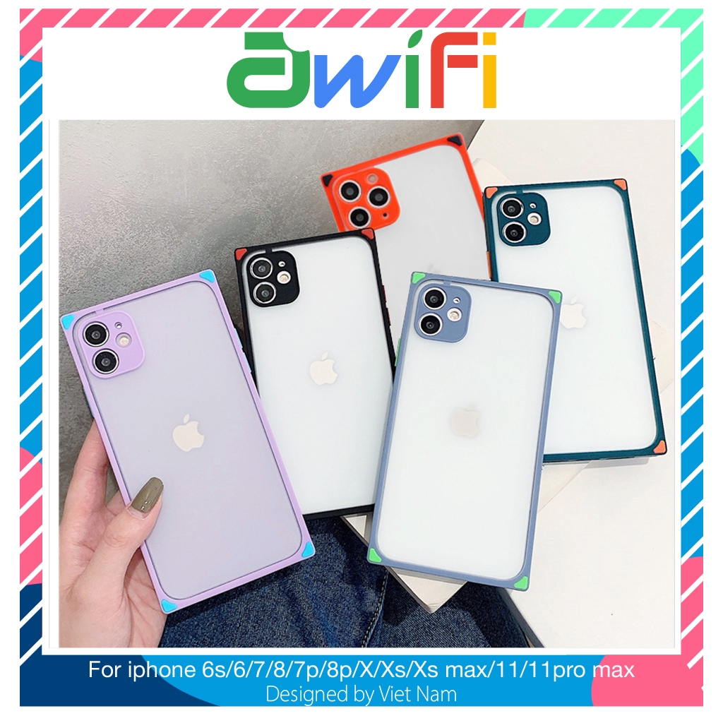 Ốp lưng iphone nhám mờ cạnh vuông 5/5s/6/6plus/6s/6splus/7/7plus/8/8plus/x/xr/xs/11/12/pro/max/plus/promax - Awifi U1-13