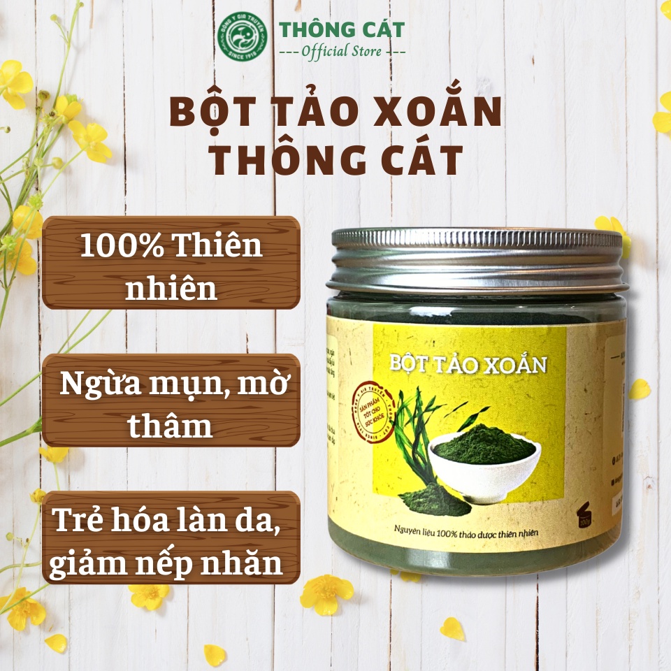 Bột Tảo Xoắn nguyên chất Spirulina Nhật bản 100gr THÔNG CÁT 1918 - Tảo xoắn cao cấp, giúp trẻ hóa làn da, làm đẹp