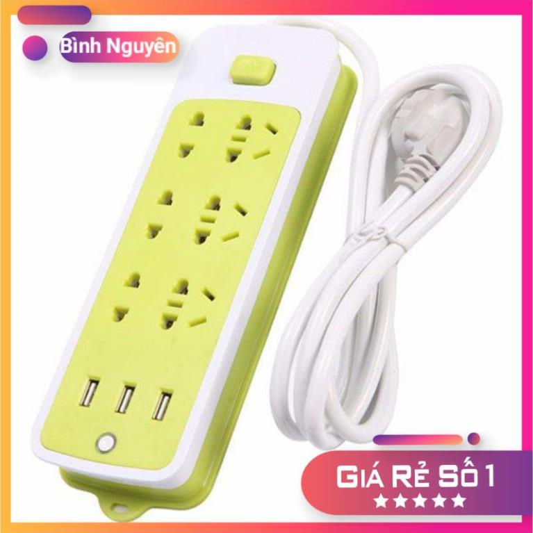 Ổ cắm điện đa năng chống giật với 3 cổng USB 6 ổ cắm điện Bình Nguyên