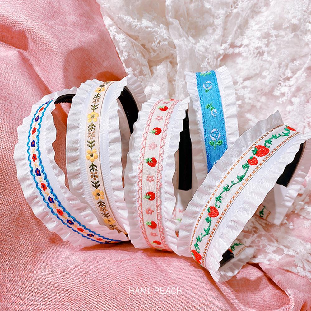 Băng Đô Cài Tóc Chống Trượt Đính Hoa / Dâu Tây Bện Lấp Lánh Ngọt Ngào Cho