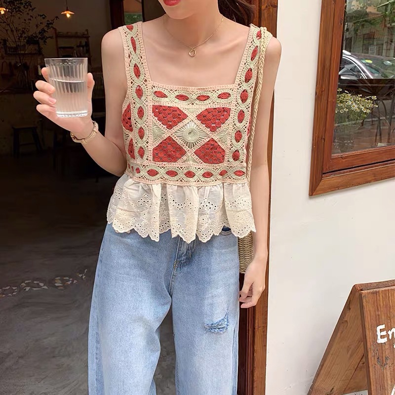 MS082 Áo 2 dây thêu hoạ tiết siêu xinh