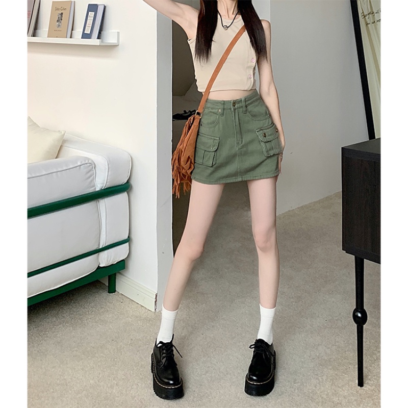 Chân Váy Jean Lưng Cao Thời Trang Mùa Hè Quyến Rũ Cho Nữ