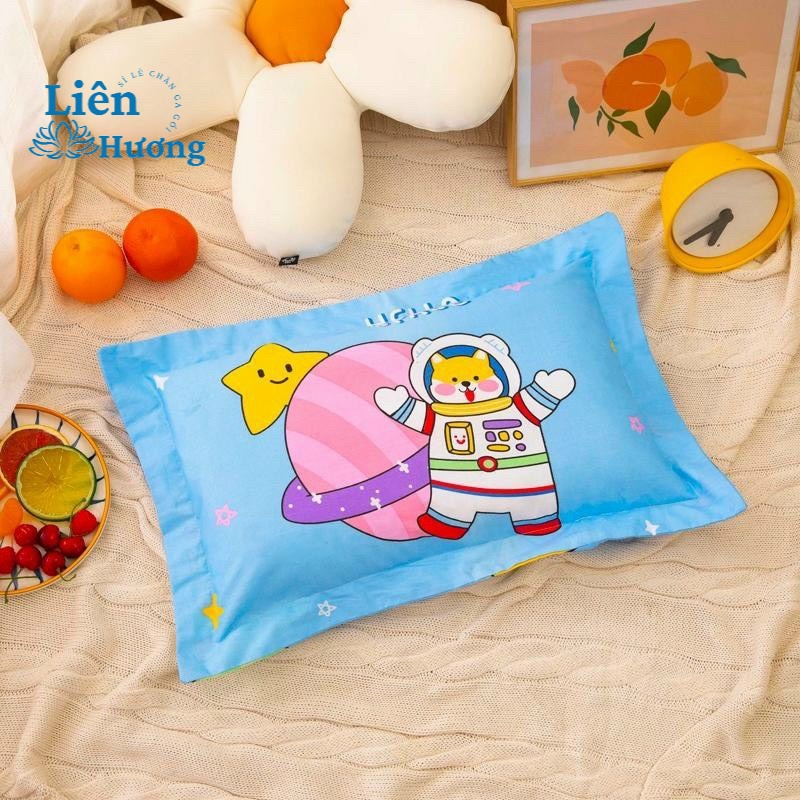 Gối trẻ em cotton thoáng mát thấm hút mồ hôi, gối cho bé đi học mẫu giáo mầm non kích thước 30x50cm