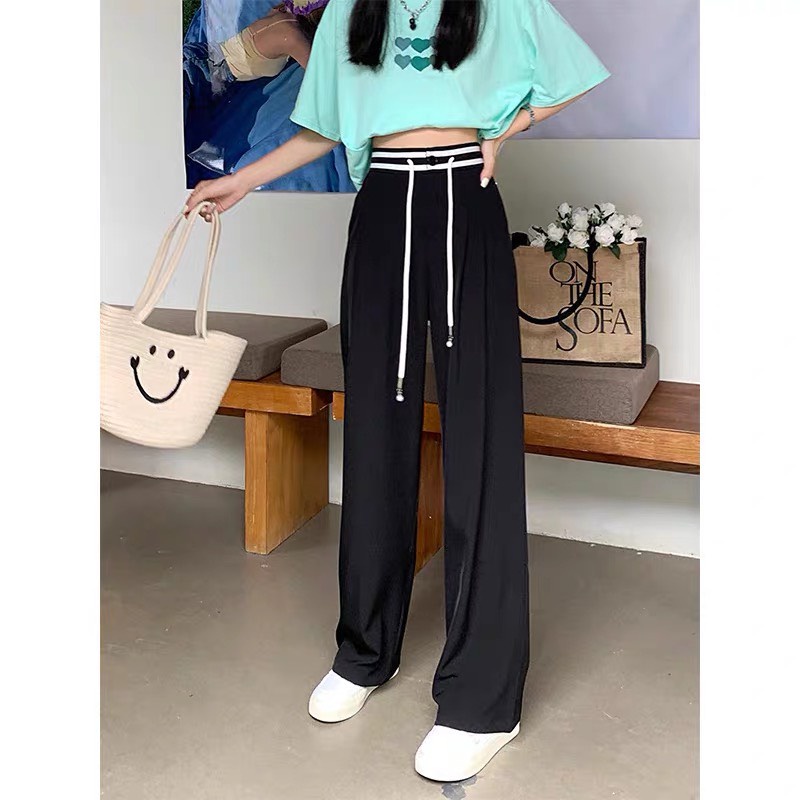 Quần suôngvải RUBY đen phối viền cạp kiểu mới cho nữ