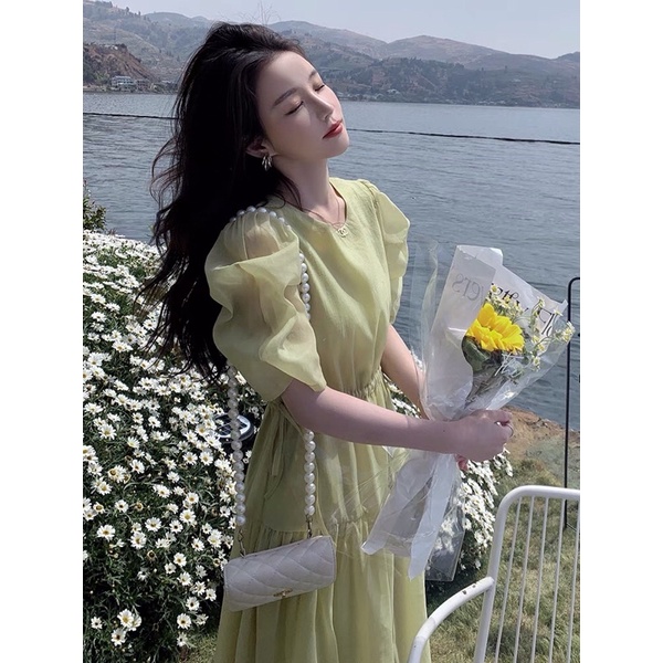 Váy Tiểu Thư Tay Bồng Váy Xoè Dáng Dài Chất Tơ Lụa Cao Cấp Mềm Mịn CAM KẾT 100% KHÔNG NG.ỨA Không Kích Ứng Da - Seolah