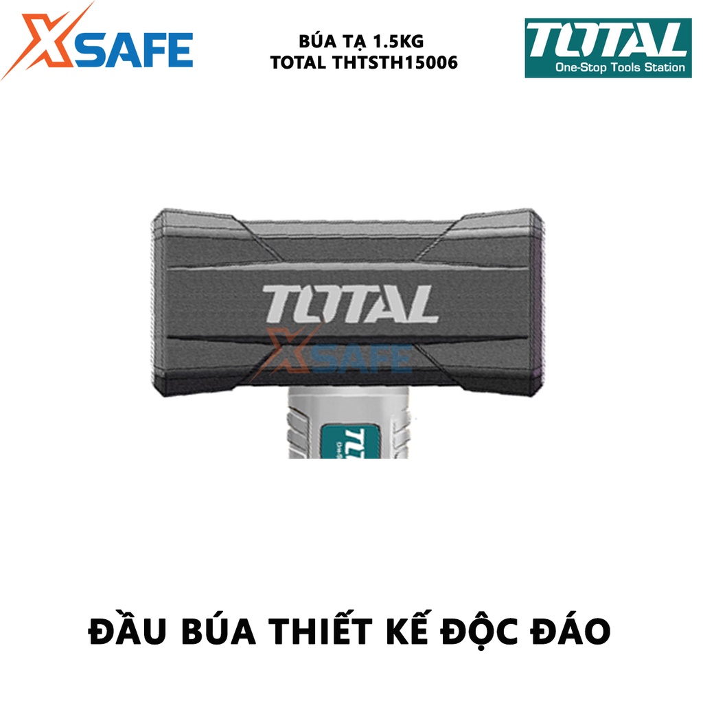 Búa tạ TOTAL THTSTH15006 1500g Búa cầm tay trọng lượng 1500g thép carbon 45# dùng đóng, gõ dụng cụ, gò và tán kim loại