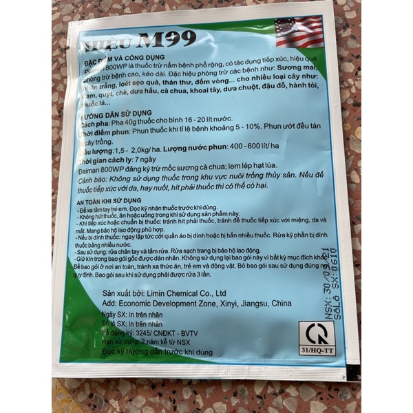 Thuốc trừ Bệnh cây trồng DaiMan  40gr sương mai. phấn trắng, thán thư, đốm lá, đốm quả