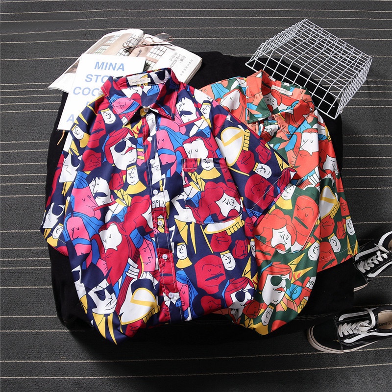 (1 chiếc, M-3XL) Unisex, Áo sơ mi độc lập, Cặp đôi phong cách Hàn Quốc mùa hè mới, Hoa thời trang