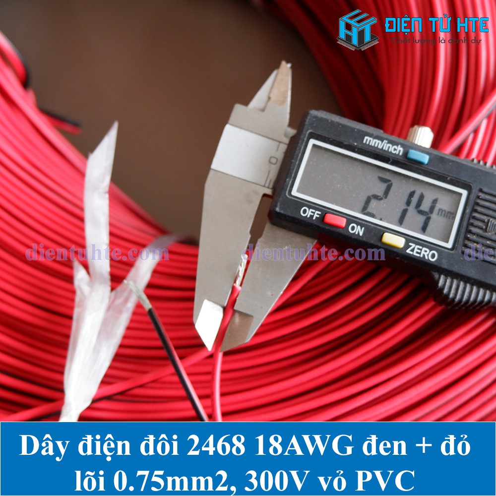 Combo 5 mét Dây điện đôi 2468 18AWG 2 màu đỏ - đen lõi 0.75mm2 vỏ PVC