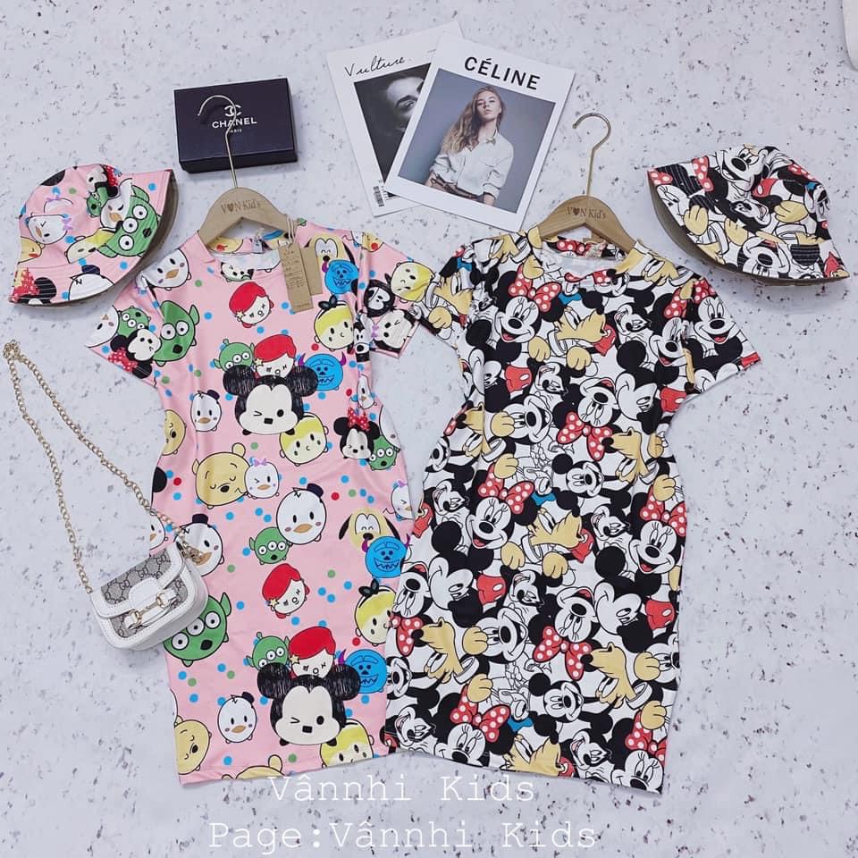 Váy bé gái hoạt hình 3D mickey kèm mũ đội đầu XHN951