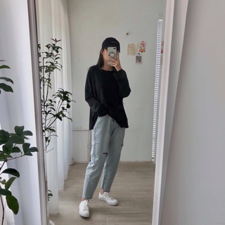 Áo pull cotton oversize dài tay