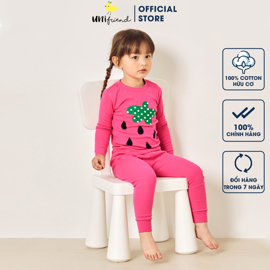 Đồ bộ tay dài quần áo thun cotton cho bé gái mặc nhà mùa thu đông dáng ôm Unifriend Hàn Quốc U1039
