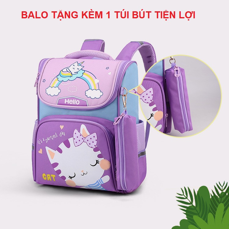 BaloHome - Balo chống gù cho bé tiểu học, cặp học sinh chống cho bé trai và bé gái có dải phản quang