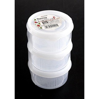 Set 3 hộp nhựa tròn nắp dẻo Nakaya 180ml Nội địa Nhật Bản