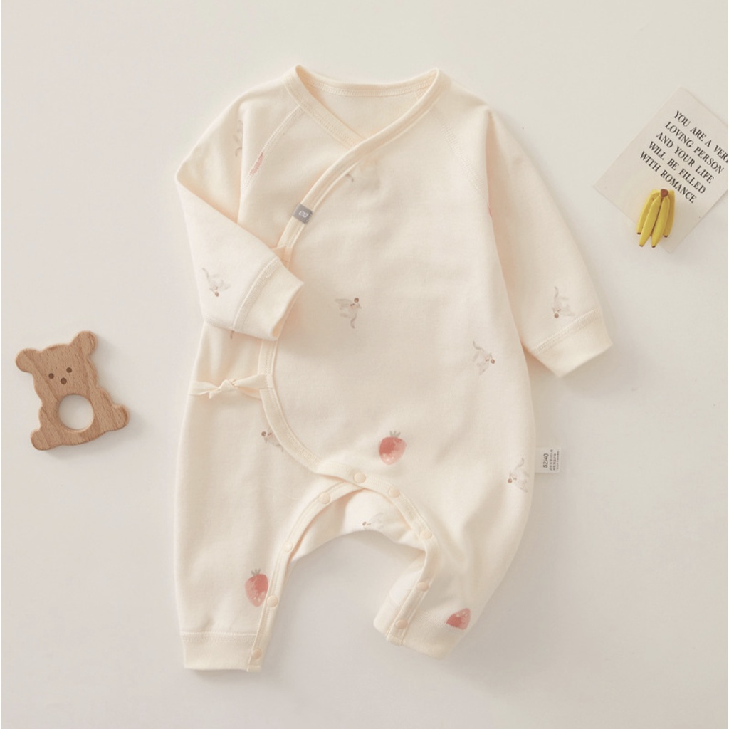 Bodysuit CAO CẤP Thu Đông Cho Bé Hoạ Tiết Con Thỏ &amp; Quả Dâu