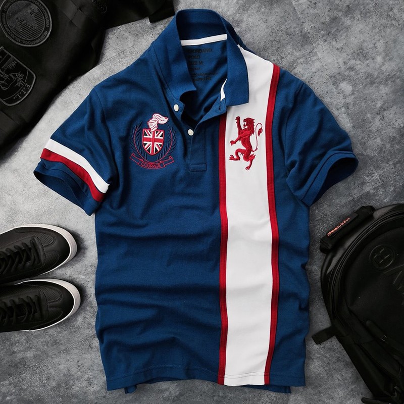 Áo thun nam có cổ phối logo sư tử cao cấp KENSTORE89 ATV067