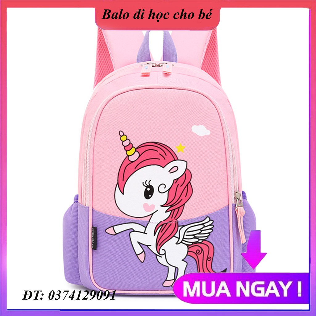 Balo đi học cho bé gái và mầm non lớn size 35cm hình kì lân dễ thương, cặp sách