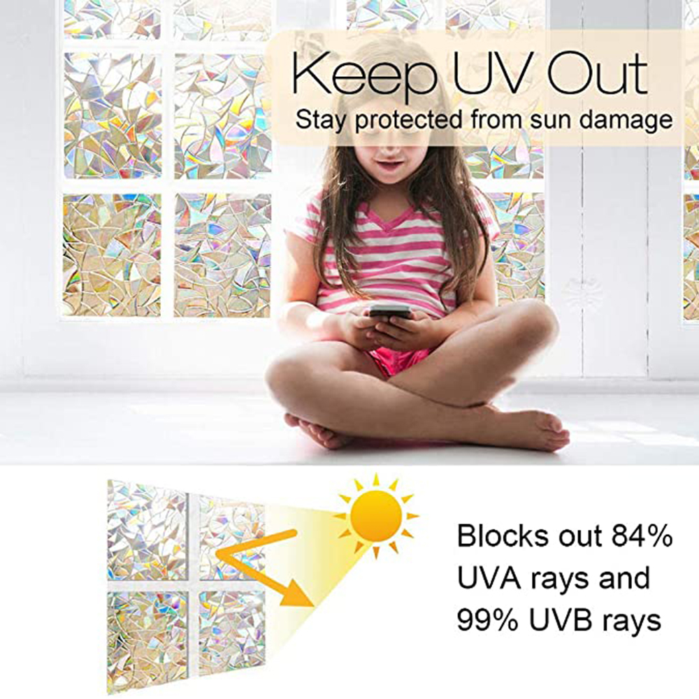 Miếng Dán Cửa Kính Bằng Vinyl Họa Tiết Cầu Vồng 3d Bảo Vệ Sự Riêng Tư