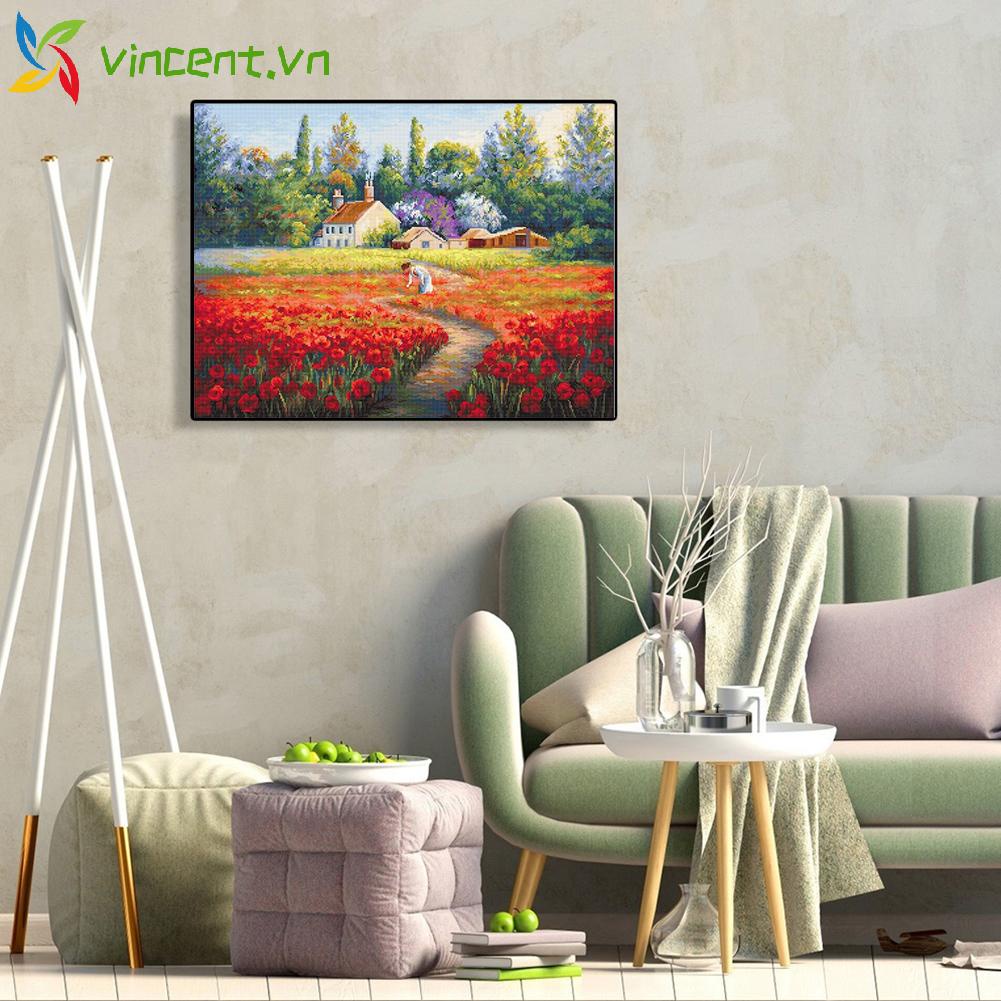 Set tranh thêu chữ thập hình hoa tulip đẹp mắt 11CT DIY