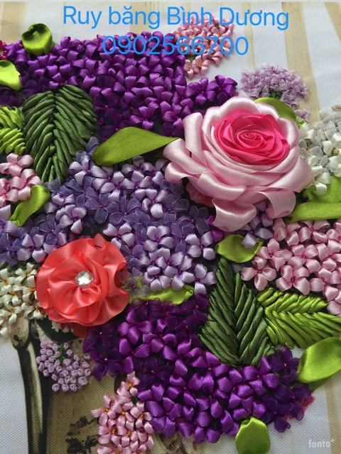 Tranh thêu Ruy băng 50x50cm