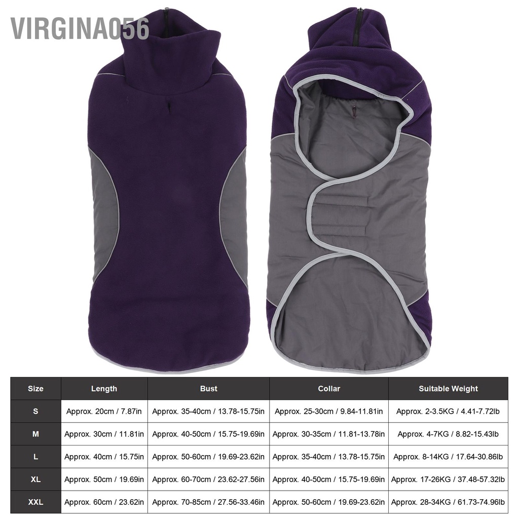 Có thể bán buôn Áo khoác mùa đông cho chó Thiết kế lỗ kéo cưng phản quang Quần áo lớn vừa Virgina056 Hàng giao ngay