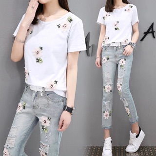 Set áo phông + quần bò
