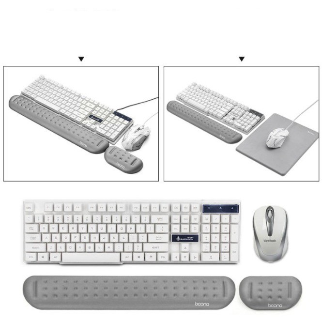 Bộ sản phẩm Đệm Kê Tay Bàn Phím Chuột Chống Mỏi Cổ Tay Bằng Silicon Boona Làm Việc, Chơi Game Thoải Mái