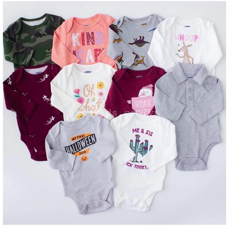 Set 7 body chip bodysuit Old navy dài tay xuất dư xịn cho bé ( mẫu ngẫu nhiên)