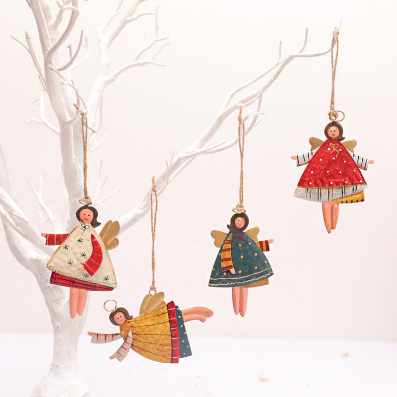 Phụ kiện hình thiên thần nhảy múa bằng kim loại treo trang trí cây thông Noel