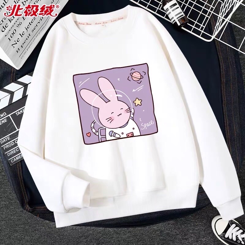 Áo nỉ bông sweater dài tay cổ tròn hoạt hình dễ thương cute nhiều hình