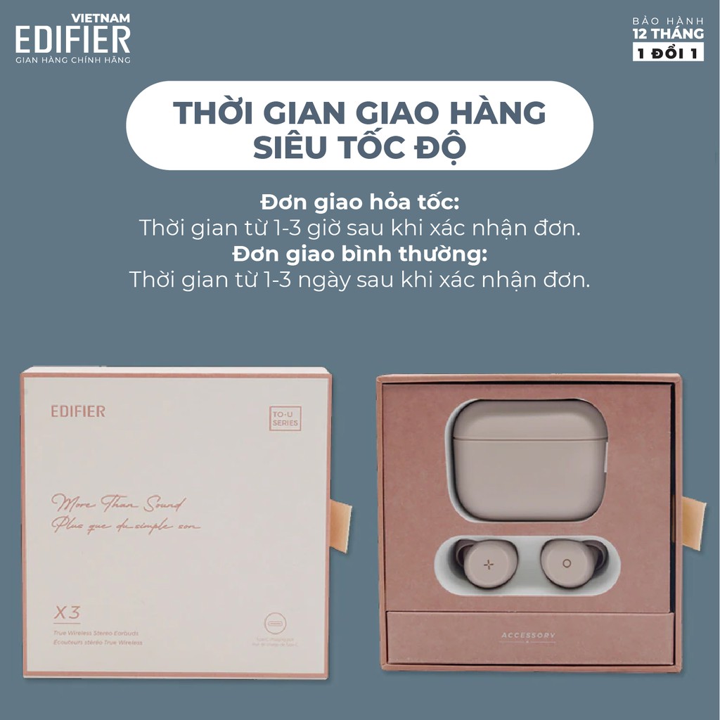 Tai nghe Bluetooth 5.0 EDIFIER X3 To-U Âm thanh Stereo - Chống nước IP55 - Hàng chính hãng - Bảo hành 12 tháng 1 đổi 1