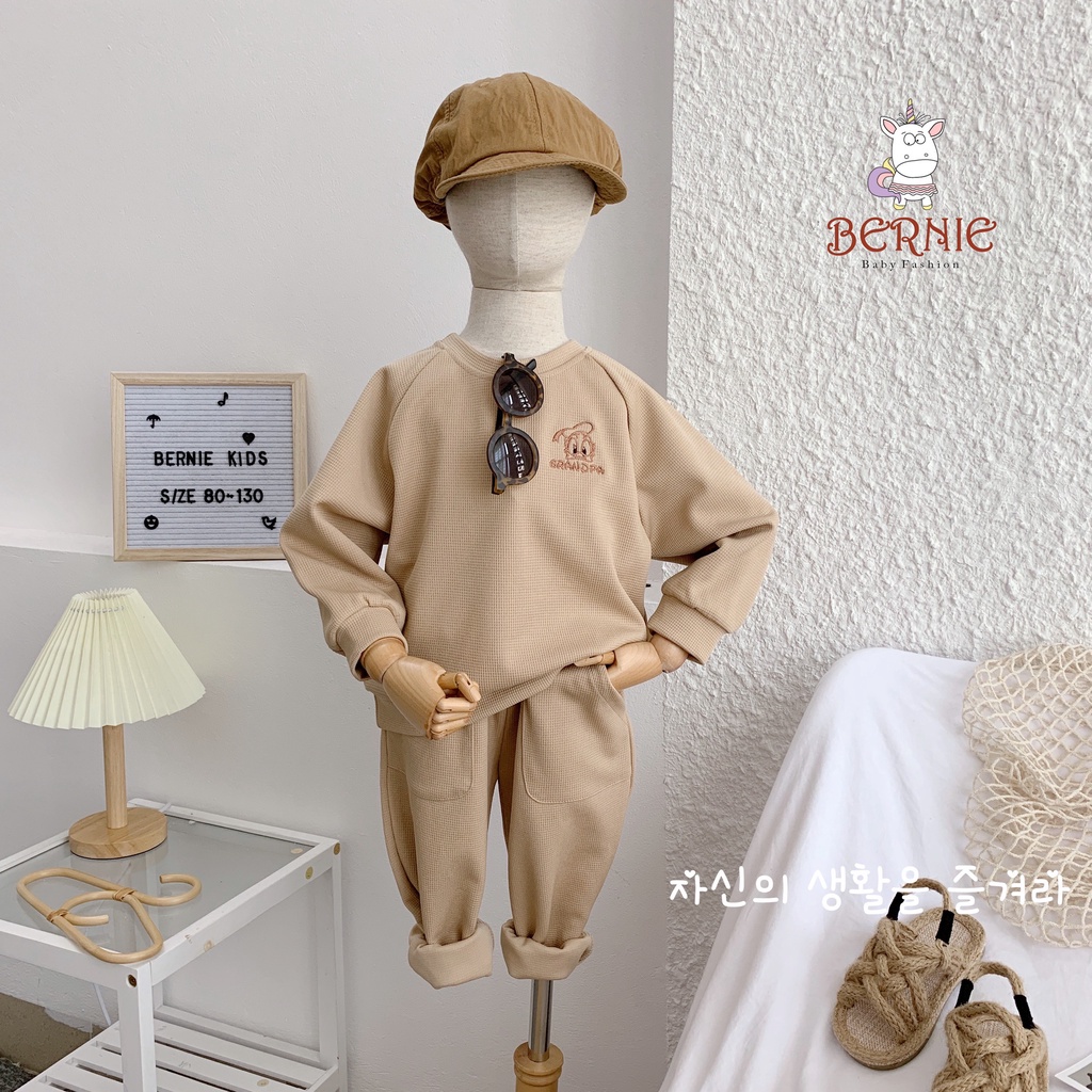 _Bộ Cotton Xốp  thêu 𝐃𝐨𝐧𝐚𝐥𝐝 nổi  4 Màu cho bé trai/gái 8 đến 20kg