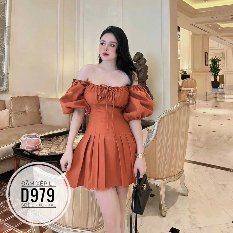 Bigsize Đầm xếp li D979