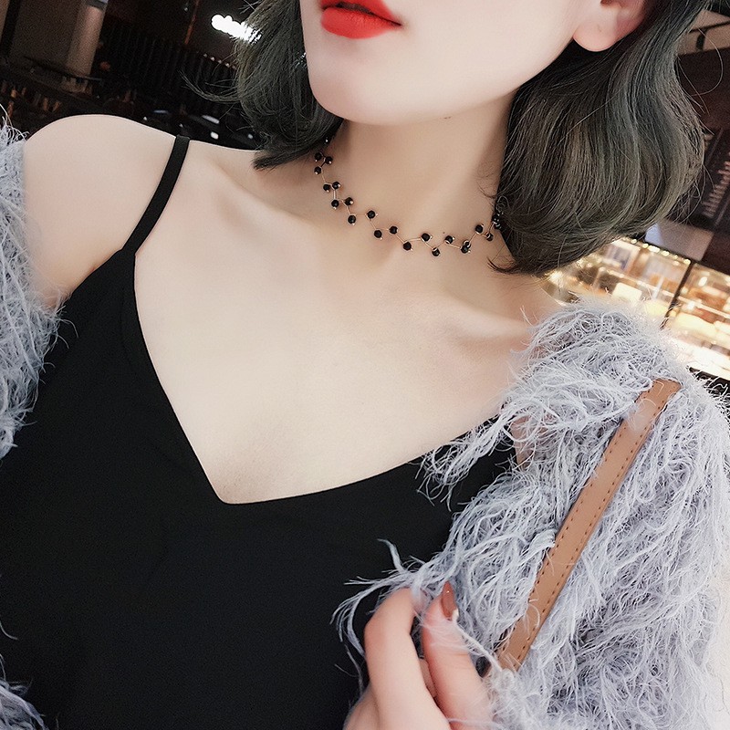 vòng cổ choker hạt đen