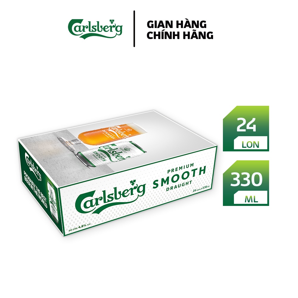 [Mã BMBAU50 giảm 7% đơn 99K] Thùng 24 lon bia Carlsberg Smooth 330mlx24