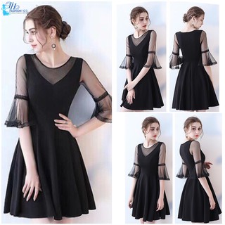Váy nữ đầm dự tiệc tay Lửng Phối ren dáng xòe đi tiệc công sở dạo phố TH505
