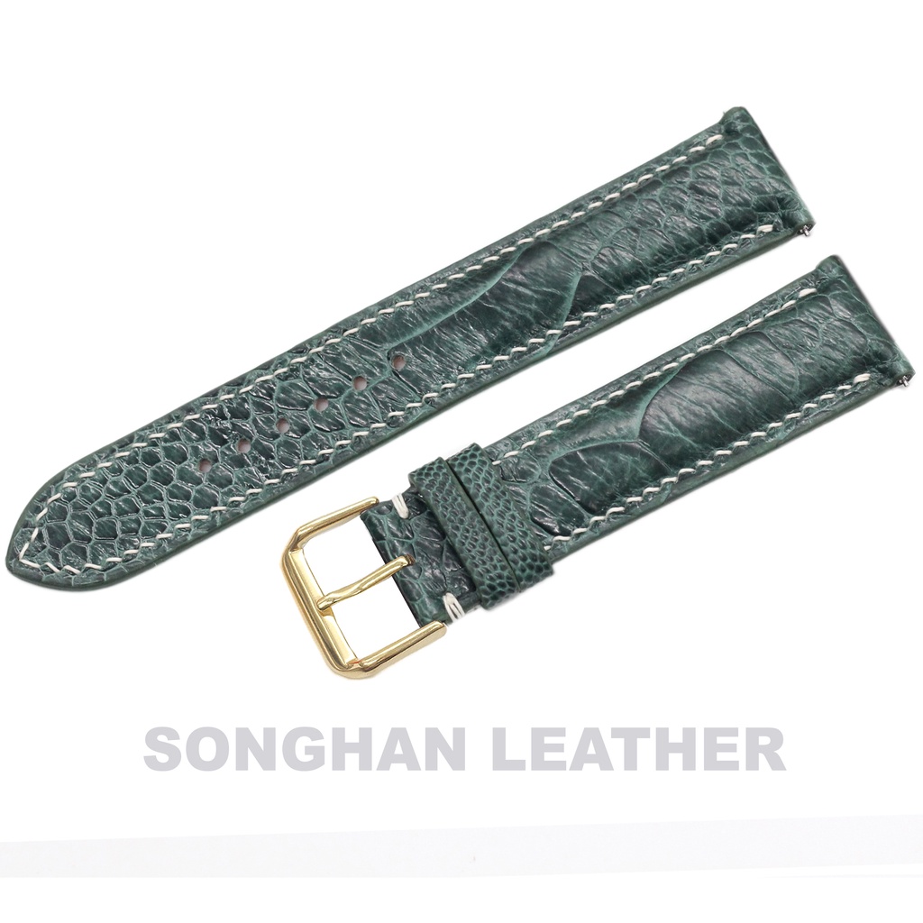 Dây Da Đà Điểu Songhan Leather WT01,Dây Đồng Hồ Da Đà Điểu Vân Gai To Gắn Chốt Thông Minh Kèm Khóa Kim,BH 6 tháng