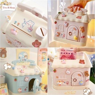 KÉT MINI ĐỰNG TIỀN TIẾT KIỆM CHO BÉ HÌNH NGÔI NHÀ ( Tặng Kèm Sticker 3D Nổi )