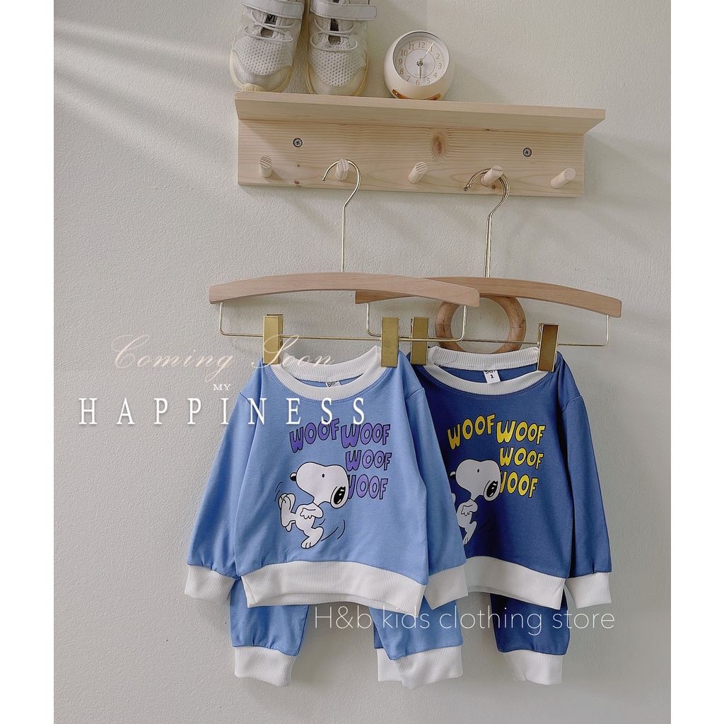 Bộ bé trai dài tay hình CÚN SNOOPY chất cotton Zip Hàn cho bé 8 - 20kg BKS28