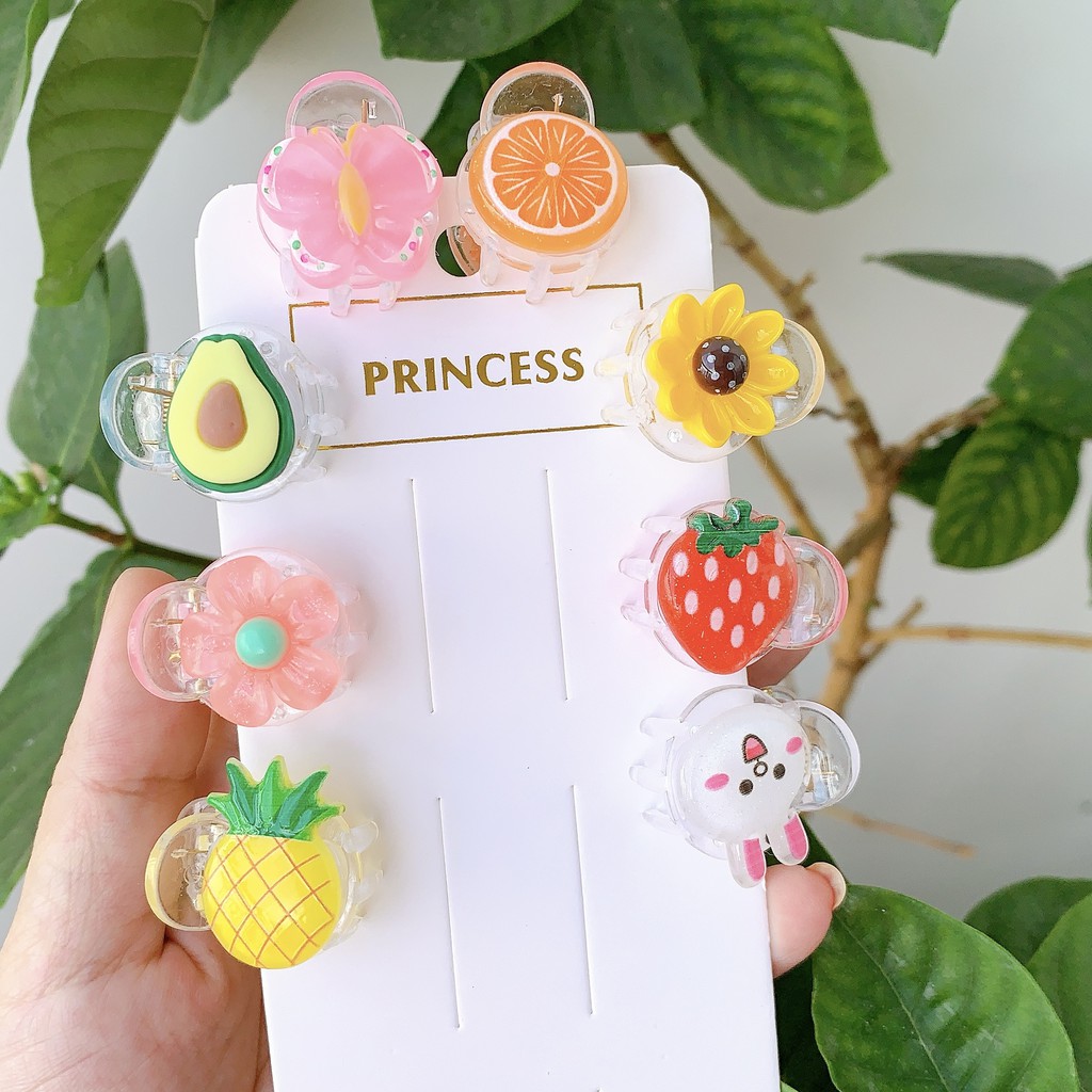 Kẹp tóc mini phong cách Hàn Quốc trái cây, hoa cúc
