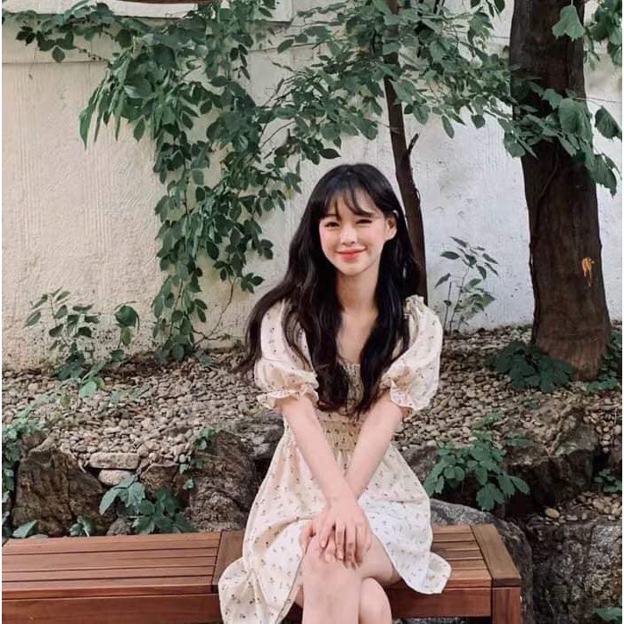 Đầm lụa JULY DRESS cổ vuông họa tiết hoa xinh dày dặn không kén dáng, thiết kế style hàn xẻng