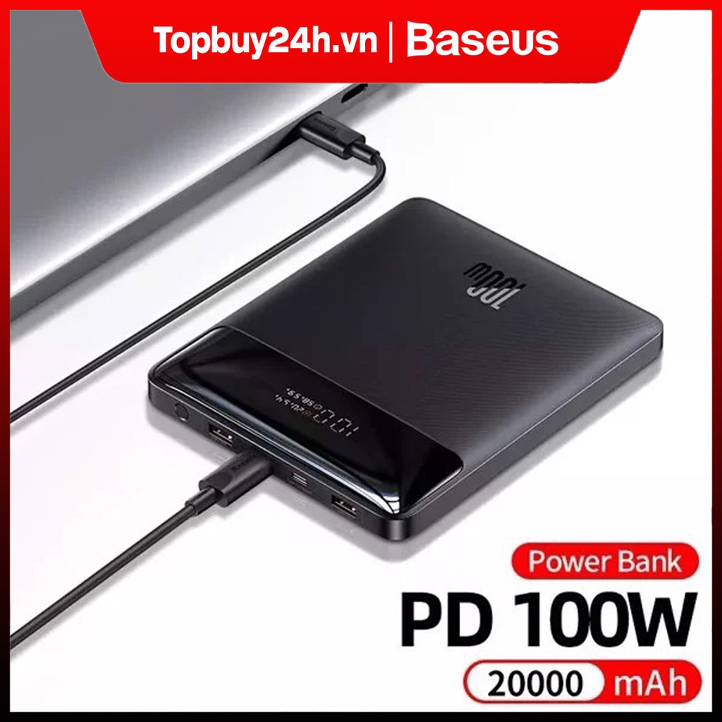 Pin sạc dự phòng 100W 20000mAh cực mỏng 18mm Baseus World Premiere Portable External Battery Charger for Notebook Type.